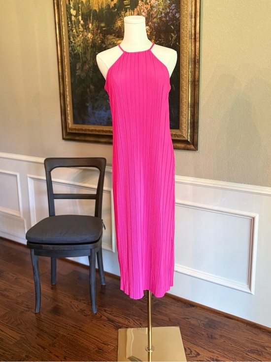 a new day Dresses & Skirts - a new day Hot Pink Halter Pleated Midi Dress Sz XS